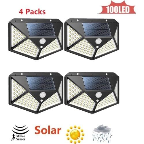 100LED Solar Power Street Light PIR Motion Sensor Light Garden Security Lamp 4 sided 270°lighting scope Wireless Waterproof Secu