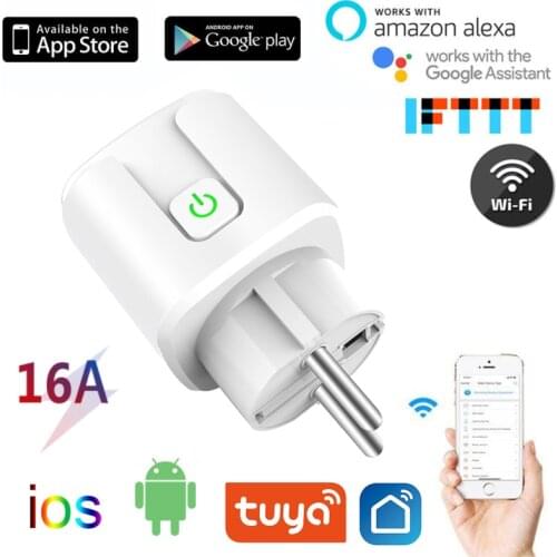Smart WiFi EU Plug Adaptor 16A 220V Remote Voice Control Power Monitor Socket Outlet Timing Function Work With Alexa Home Tuya