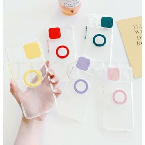 Camera Lens Protective Case For Xiaomi 11i 11 11X Pro Redmi 9 9A 9C 9T Poco F3 M3 Pro Transparent Ring Holder Stand Soft Cover