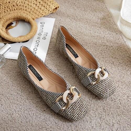Women Casual Flats Shoes Metal Buckle Loafers Fashion Comfortable Work Shoes Ballet Flats Women Slip On Loafers Size34 - 43