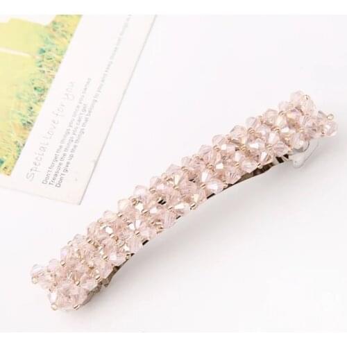 Diamond-studded Womens Spring Hair Accessories Handmade Beaded Fashion Trend Four-row Crystal Fish Line Braided Side Clip