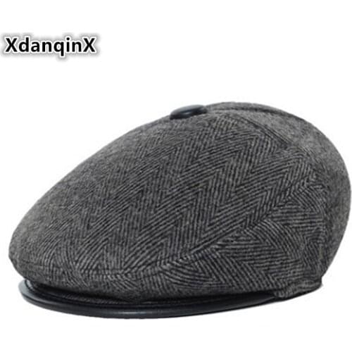 XdanqinX Winter Mens Warm Hat Adult Simple Fashion Berets Male Bone Thick Tongue Cap Casual Dads Hat Skiing Cap For Men