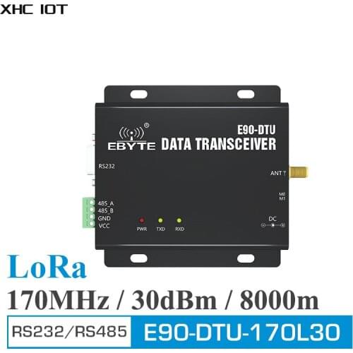 170MHz LoRa WirelessTransceiver RS232 RS485 1W Long Range 8km Rf E90-DTU(170L30) Module Radio Modem LoRa For Data Transmission