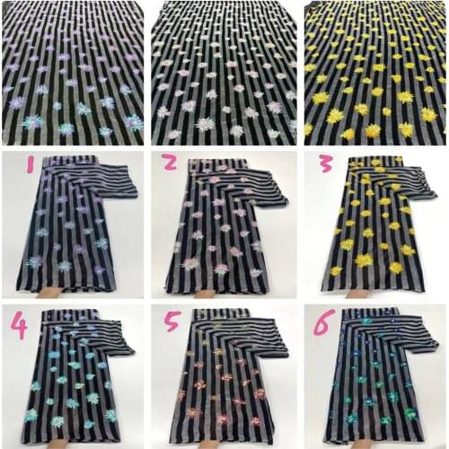 2021 High Quality African Lace Fabric With Sequins Embroidery French Tulle Net Lace Material For Evening Party Nigeria 5Yards