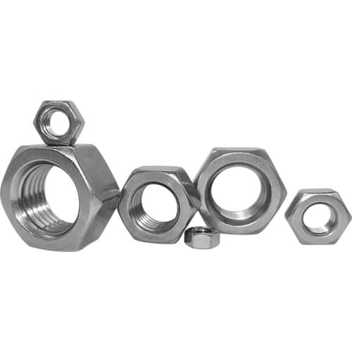 304 Stainless Steel Hexagon Nuts M2 M2.5 M3 M4 M5 M6 M8 M10 M12 M14 M16 M20 M24 Hexagon Nuts for Hexagon Screws Mechinal Use