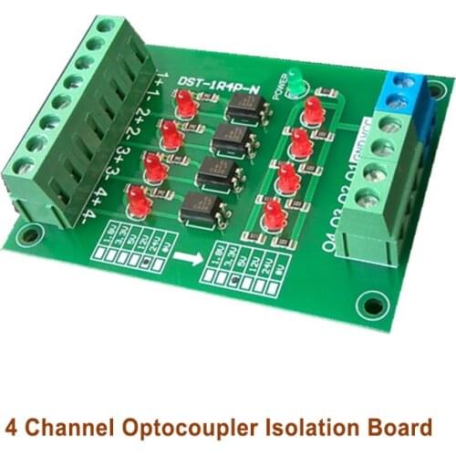 4-way Optocoupler Isolation PLC Level Voltage Conversion Board 1.8 3.3 5 12 24V DST-1R4P-N