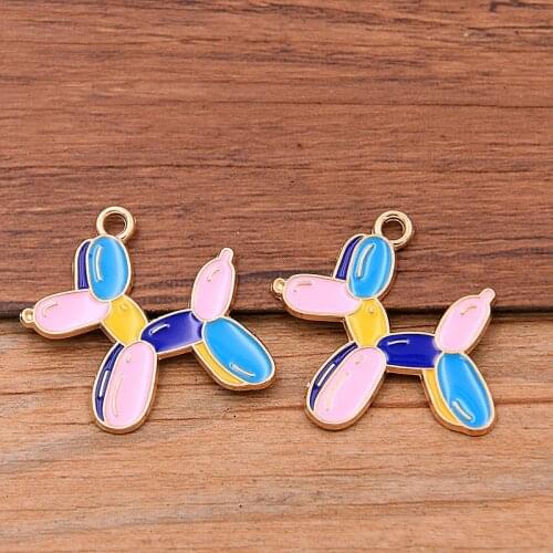 6Pcs 26*27mm Alloy Metal KC Gold Drop Oil Dog Pug Charms Animal Pendant For DIY Bracelet Necklace Jewelry Making