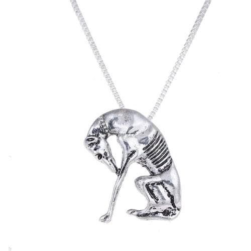 Antique Silver Thinking Statue Greyhound Necklace Dog Pendant Whippet Necklaces Choker Halloween Gift