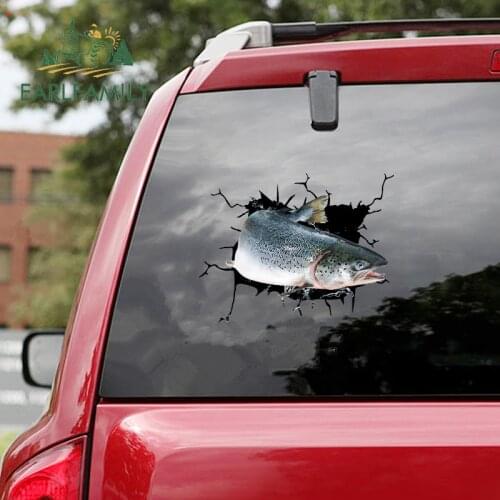 EARLFAMILY 13cm x 10cm for Salmon Fish Camper Car Stickers RV JDM Decal Auto Car Accessoires Windshield Motorcycle Sticker