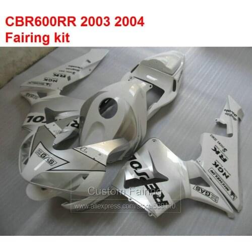 White Fairings For HONDA CBR600RR 03 04 ( INJECTION Motorcyle) Sticker Fairing Kit HX23