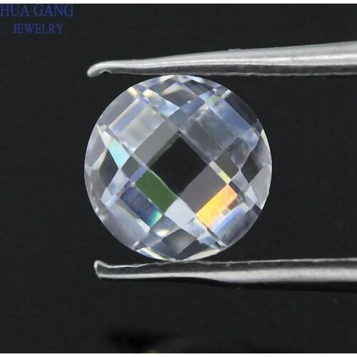 White Cubic Zirconia Stone Round Shape Double Checkerboard Cut Loose CZ Stone Synthetic Gems For Jewelry 2.5~14mm Free shipping