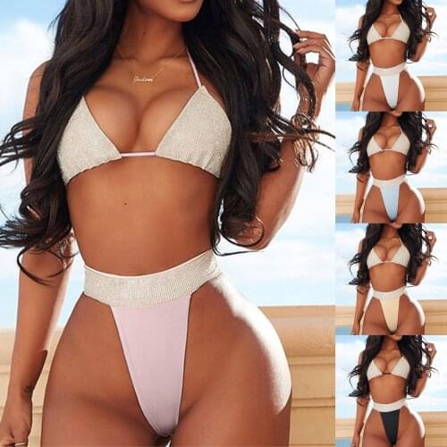 Sagace sexy super hot diamond closed chest flash diamond womens Bikini simple slim swimsuit bañadores mujer 2021