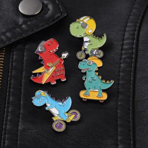 Cartoon Dinosaur Enamel Pins Cute Lapel Badges For Clothes Jewelry Collar Brooches Gifts Accessories For Kids Friends Bags