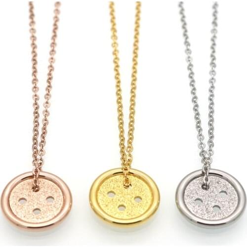 Top Quality Lucky Pinocchio Necklaces Stainless Steel Chain Gold Rose Gold Round Button Necklace Jewelry Girlfriend Gift