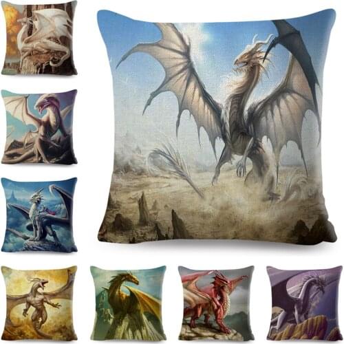 Cartoon Dragon Pattern Cushion Cover Decor Animal Printed Pillow Case for Car Sofa Home Living Room Pillowcases 45*45cm