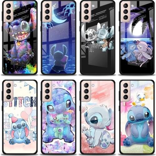 Lilo Stitch Cartoon Tempered Glass Cover For Samsung Galaxy S21 Plus Ultra M21 M31 M51 A52 A72 Phone Case Coque