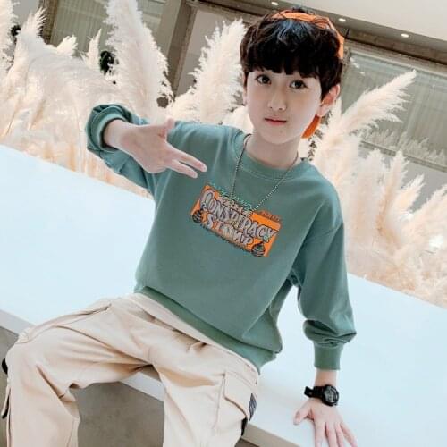 Childrens clothing boys long-sleeved hoodie sweater Spring and Autumn new T-shirt bottoming shirt shirt