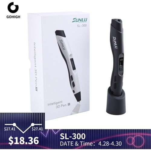 GOHIGH SL-300 3D Pen Digital Display 3D Printing Pen High Temperature 3D Graffiti Painting Pens with USB Cable Creative