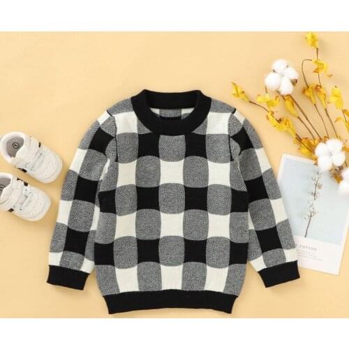 Autumn Children Kids Baby Boy Girl Plaid Print Cotton Sweater Autumn Outerwear Autumn Coat Clothes