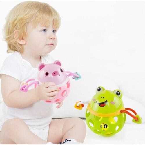 Baby Hand Bell 0-12 Months Puzzle Grasp Ball Soft Plastic Teeth Toy Animals Toys for WJ602