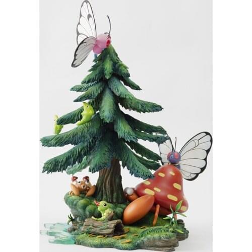 Pocket Monster Anime Figure Pokemon Natural Forest Butterfree Parasect Metapod Caterpie Paras Statue Model Collectibles