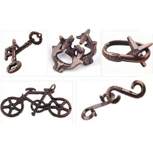 5PCS per Set Classic Metal Brain Teaser Puzzles Game Toys for Adults Children