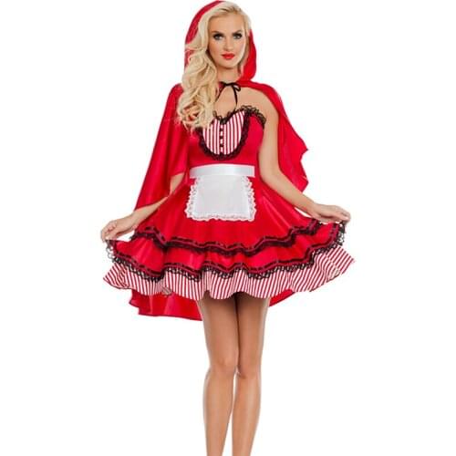 Halloween Classic Fairy Little Red Riding Hood Costume Carnival party Fancy Adult Cosplay Dress And Cloak