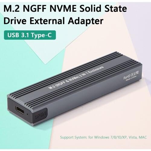 M.2 SATA / NVME To USB 3.1 Aluminum Alloy USB3.1 10Gbps External Solid Drive Box Case NVME PCIE NGFF SATA