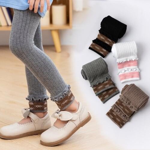Spring Autumn Baby Girls Leggings Fashion Clothes Korean Children Clothing Knit Warm Skinny Pants Elastic Gray Trousers 3-12 Yrs