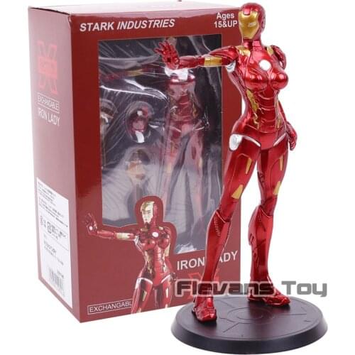Avengers Iron Lady Ironman Girl Ver 26cm Action Figure Toys Doll GK Statue PVC Brinquedos Collection MK8 Super hero Model Gift