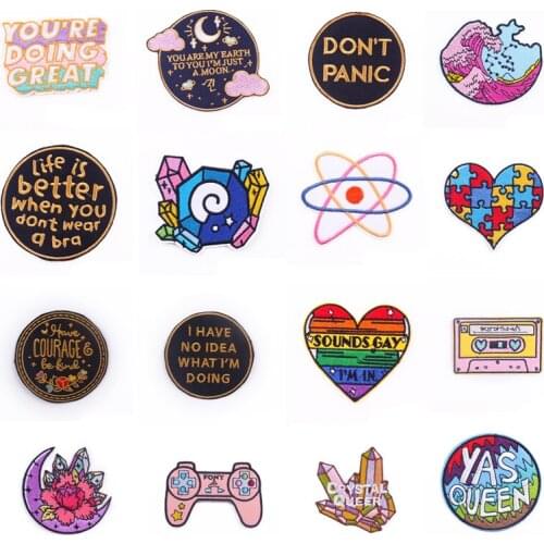Diy Love/Letters Anime Patch Embroidered Patches For Clothing Rainbow Patch Iron On Patches On Clothes Stripe Sticker Applique