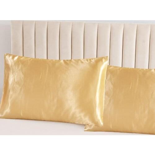 7 Colors Pure Emulation Silk Satin Pillowcase 2-Piece Set Breathable Cloth Skin-Friendly Throw Single Pillow Covers for Bedroom