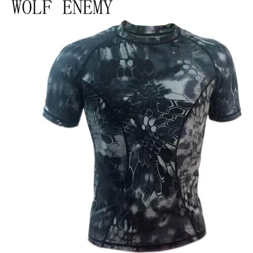 New Quick-drying Skin Python Camouflage T-shirt Men Women Outdoor Camouflage Short Sleeve Men Breathable Mesh T-shirt