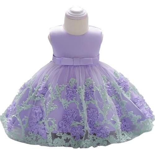 New Baby Girl Sleeveless Dress with Mesh Stitching Bow Decoration Flower Embroidery Princess Costume Party Tutu Dress
