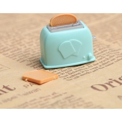 New!1/12 Scale Dollhouse Bread Machine With Toast Miniature Cute Decorations Toaster Dollhouse Mini Accessories