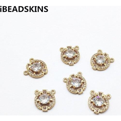 New arrival! 13x12mm 50pcs Cubic Zirconia Round shape charm for hand Made Earrings parts DIY/ Jewelry Findings & Components