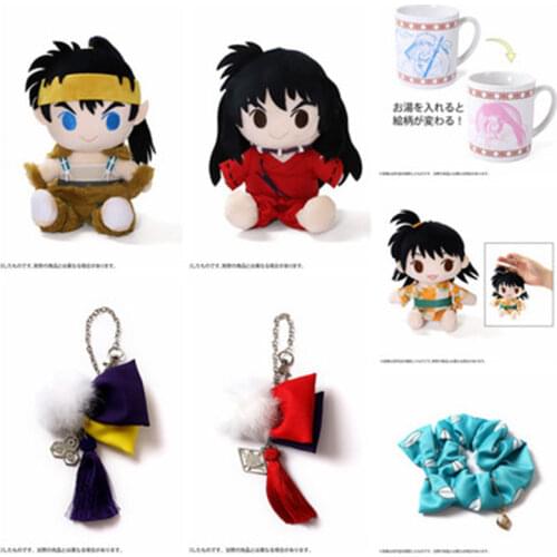 22CM Cartoon Genuine Stuffed Toys Anime Inuyasha Kagome Miroku Sesshoumaru Sango Shippou Mica Cute Pendant Dolls Birthday Gifts