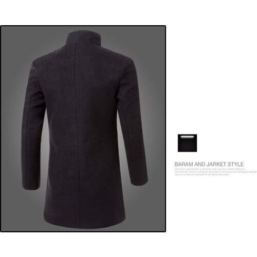 New 2020 Woolen Coat Men Long Slim Jacket Male Turn Down Collar Trench Coat Male Overcoat Plus Size M-3XL Manteau LX794