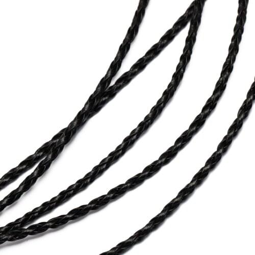 5mm/lot 3/4/5/6mm Black Brown Braided PU Leather Bracelet Findings Round Leather Jewelry Cord String Rope DIY Necklace Bracelet