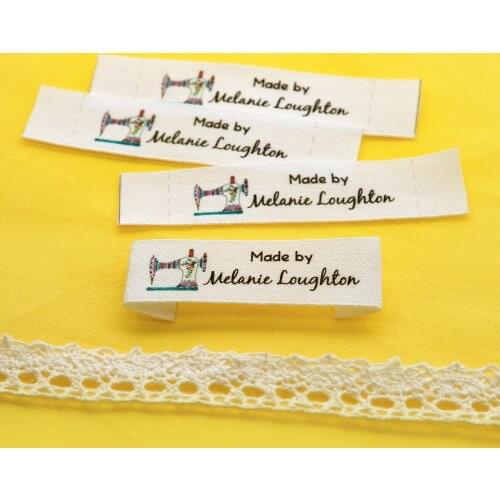 Custom Sewing label, Logo or Text - Custom Design, Personalized Brand , Sew on Cotton Fabric (FR018)
