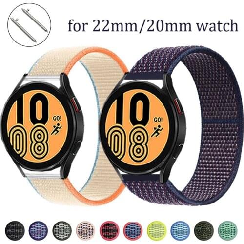 20mm 22mm Nylon Band for Samsung Active 2 40mm/44mm strap Galaxy watch 4 3 41/45mm Gear s3 46mm bracelet Huawei watch GT2 strap