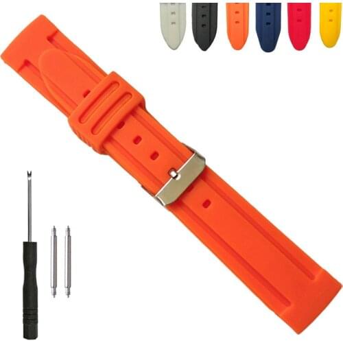 22mm Silicone Rubber Watch Band Soft Silicon Strap for Fashion Casual Sports Diver Watches