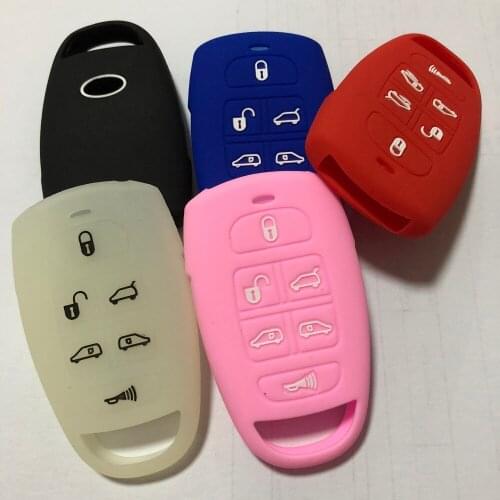 RUNFA AUTO Rubber FUNDA SILICON LLAVE Key Cover Holder For Kia Sedona For Hyundai Entourage 6 Button Smart Keyless Entry Fob