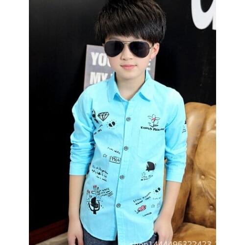 2021 Spring Autumn Childrens Clothing Boys Shirts Printed Long Sleeve Cotton Boy Baby Shirts For Boys Big Kids Causal Shirt