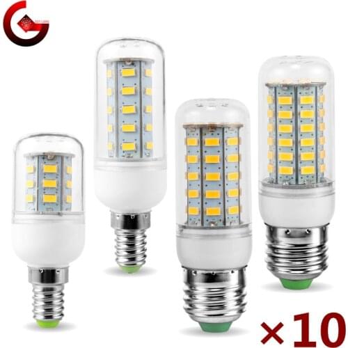 10pcs/lot LED Corn Bulb E27 E14 Light Bulb 24 36 48 56 69 72LEDs SMD5730 220V LED Lamp Chandelier Candle Light Decoration Lamps
