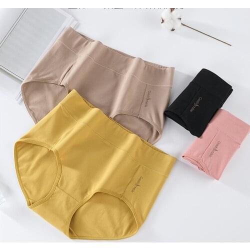 XXL-XXXXL Big Plus Size Cotton Panties for Women Solid Color High Waist Breathable Female Briefs Intimates
