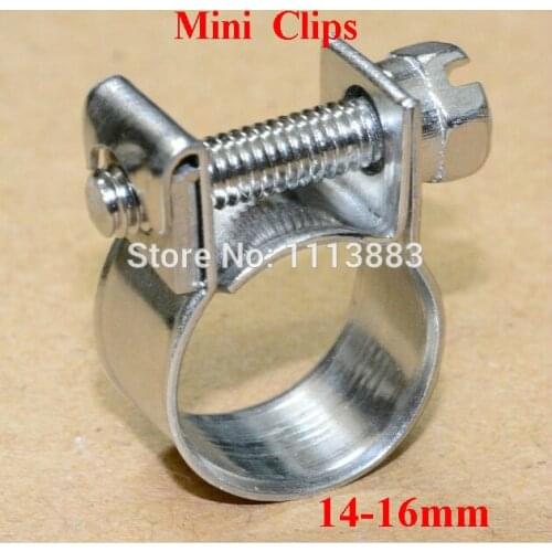 14-16mm 304 Stainless Steel Mini Fuel Line Hose Clips Tube Clamps, 10PCS/LOT