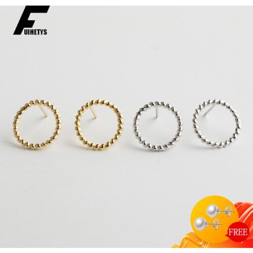 Trendy Stud Earrings 925 Sterling Silver Jewelry Round Shape Earings Ornaments for Women Wedding Engagement Party Gift Wholesale