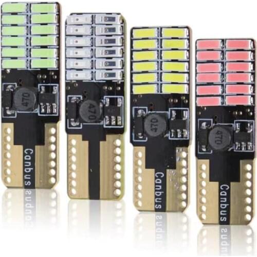 10pcs CANBUS T10 24smd LED light bulb car no error 3014 12V Super bright clearance bulb lamp white yellow blue red