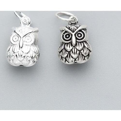 100% 925 Sterling Silver Vintage Cartoon Owl Charms For Women Men Jewelry Making DIY Craft Bracelets&Necklace Jewelry Materials